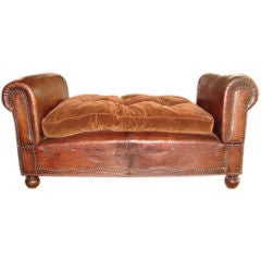 Arts and Crafts leather studded daybed w/ adjustable arms