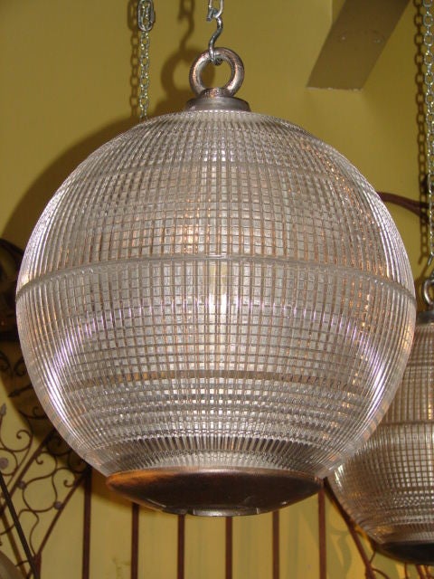 Massive holophane globe hanging light