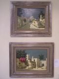 Pair of oil paintings on panels depicting Greek landscapes