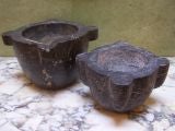 Set of two black marble bowls