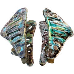 Large, sculptural Italian ceramic handles