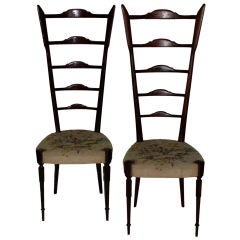 Pair of italian high back chairs