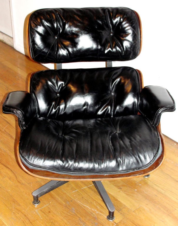 Mid-20th Century 1956 Eames 670 chair with contemporary ottoman