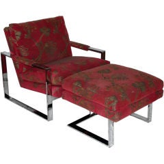 1970's Crome armchair with ottoman