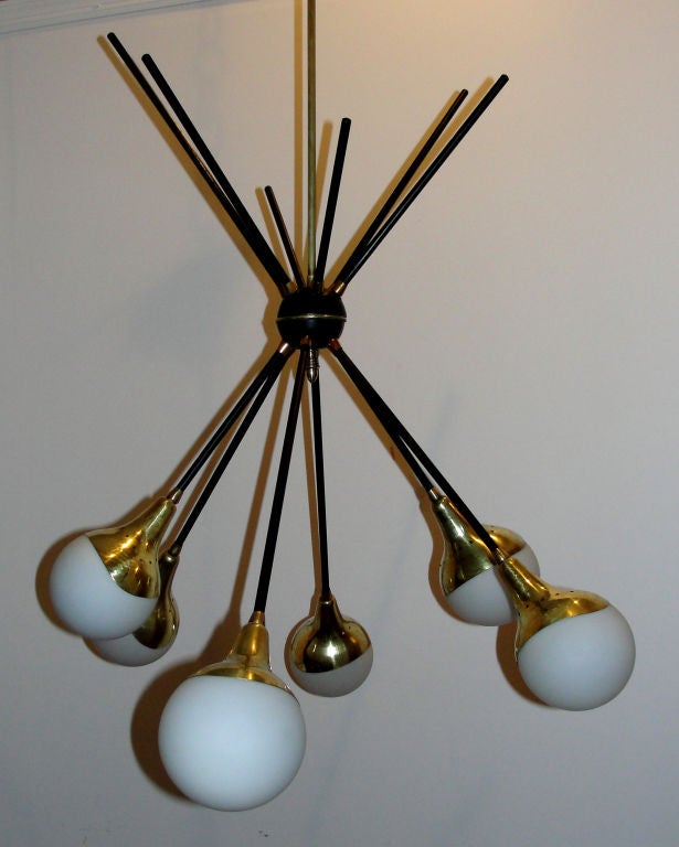 Whimsical six spheres Italian 50's chandelier