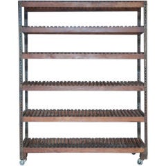 Wood and Metal Shelving Piece on Wheels
