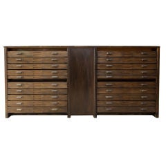 Antique Flat File Wood Cabinet