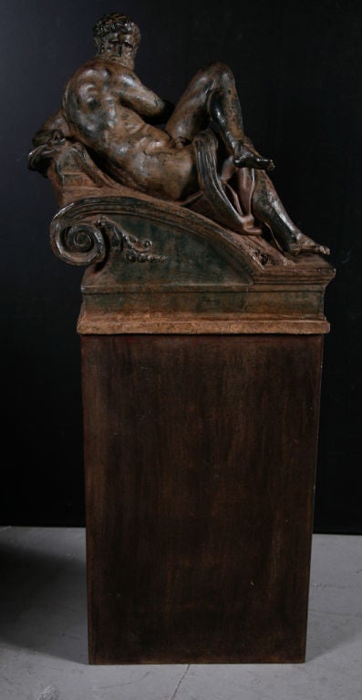 Pair of Cast Iron Statues on Bases