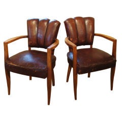PAIR of Leather Bridge Chairs