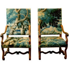 Pair of French Walnut Tapestry Armchairs