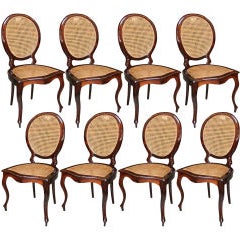Set of 1940s Brazilian Jacaranda Medallion Cane Dining Chairs 6
