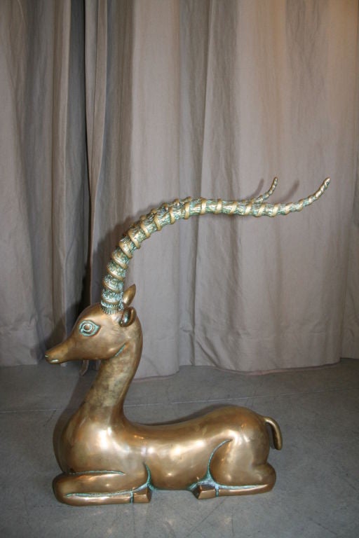 40's Brass Antelope Sculpture In Excellent Condition In Los Angeles, CA