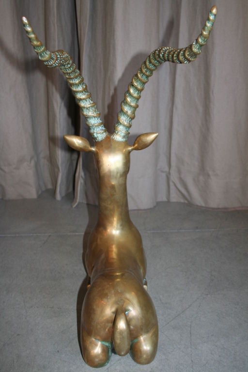 Mid-20th Century 40's Brass Antelope Sculpture