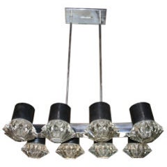 1960s Italian Chrome Metal and Starburst Glass Chandelier 8
