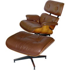 Vintage Original Eames 670 Lounge Chair & 671 Ottoman in Chocolate Brown