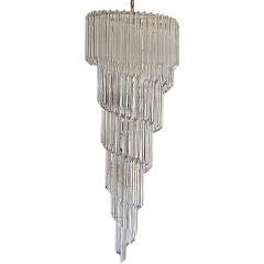 Outstanding Large Murano Crystal Spiral Chandelier by Camer