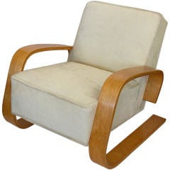 Early Original Alvar Aalto Tank Chair in Hair on Hide