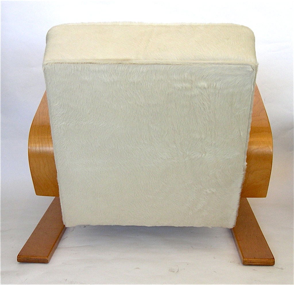 Finnish Early Original Alvar Aalto Tank Chair in Hair on Hide