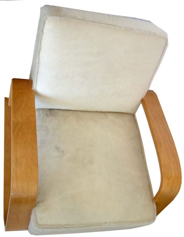 Organic Modern Early Original Alvar Aalto Tank Chair in Hair on Hide