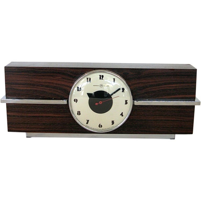 Rare Art Deco Rosewood Clock by Gilbert Rohde for Herman Miller For Sale