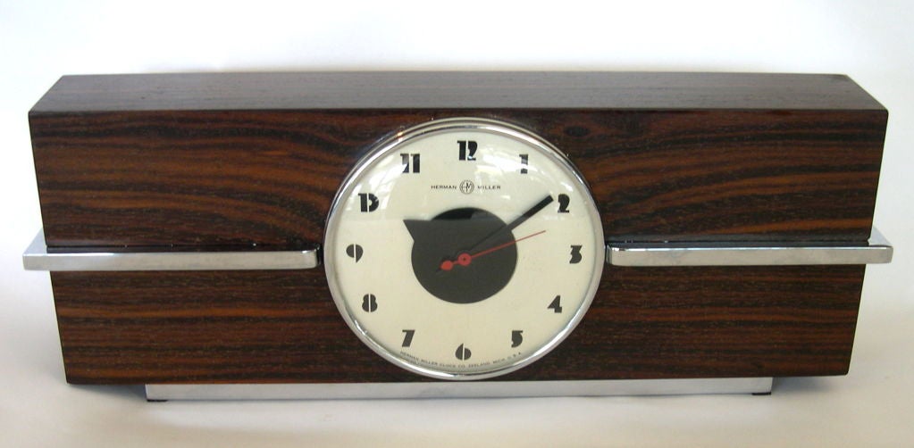 American Rare Art Deco Rosewood Clock by Gilbert Rohde for Herman Miller For Sale