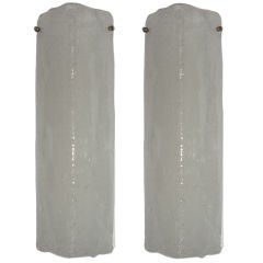 Pair of Bent Slumped Textured Glass Sconces by  Kalmar