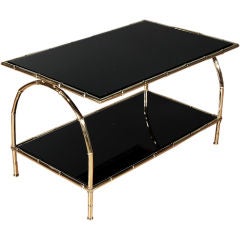 Brass Faux Bamboo Two Tiered Coffee Table