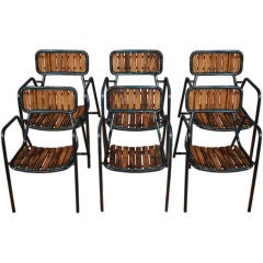 Antique Six Steel & Wood Cafe Chairs