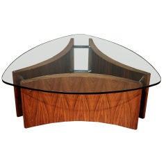 Rosewood, Glass and Chrome Modern Coffee Table