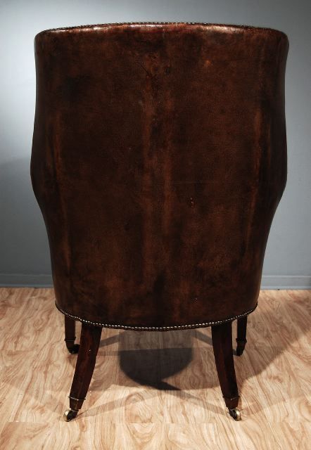 Mahogany English Leather Tub Chair