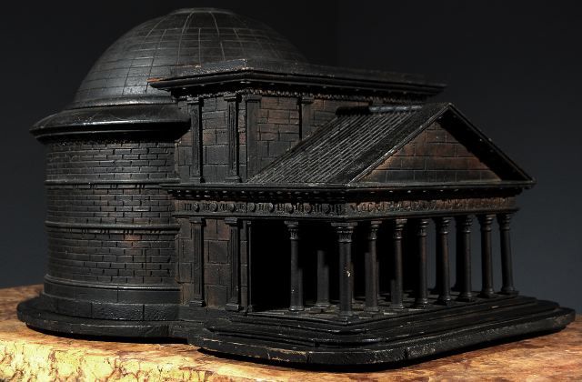 French A Striking Ebonized Wooden Model of the Pantheon