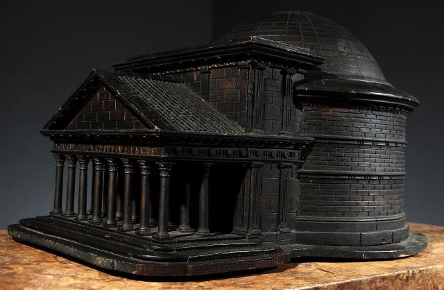 19th Century A Striking Ebonized Wooden Model of the Pantheon