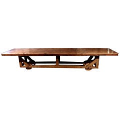 A Very Long Pine and Oak Table  ( 14 feet )