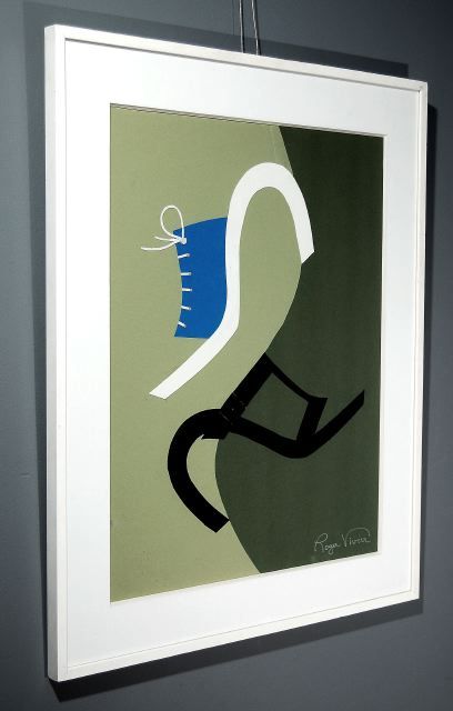 A Framed Colored Paper Collage of Shoes by Roger Vivier. French, 20th Century