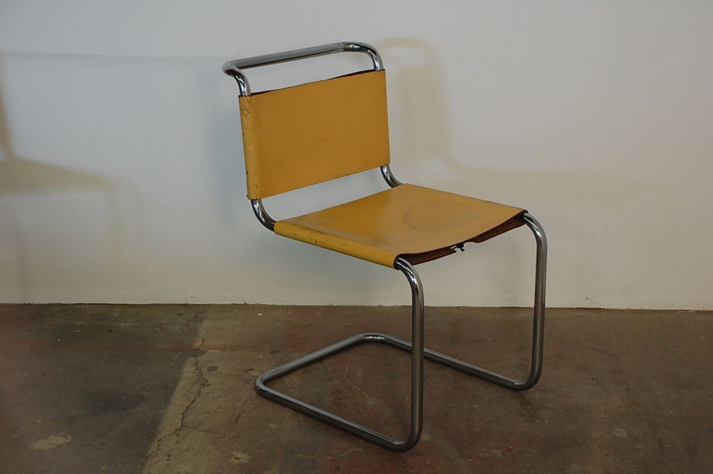 Pair of Marcel Breuer B33 leather side chairs 2