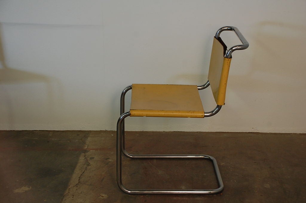 Pair of Marcel Breuer B33 leather side chairs 3