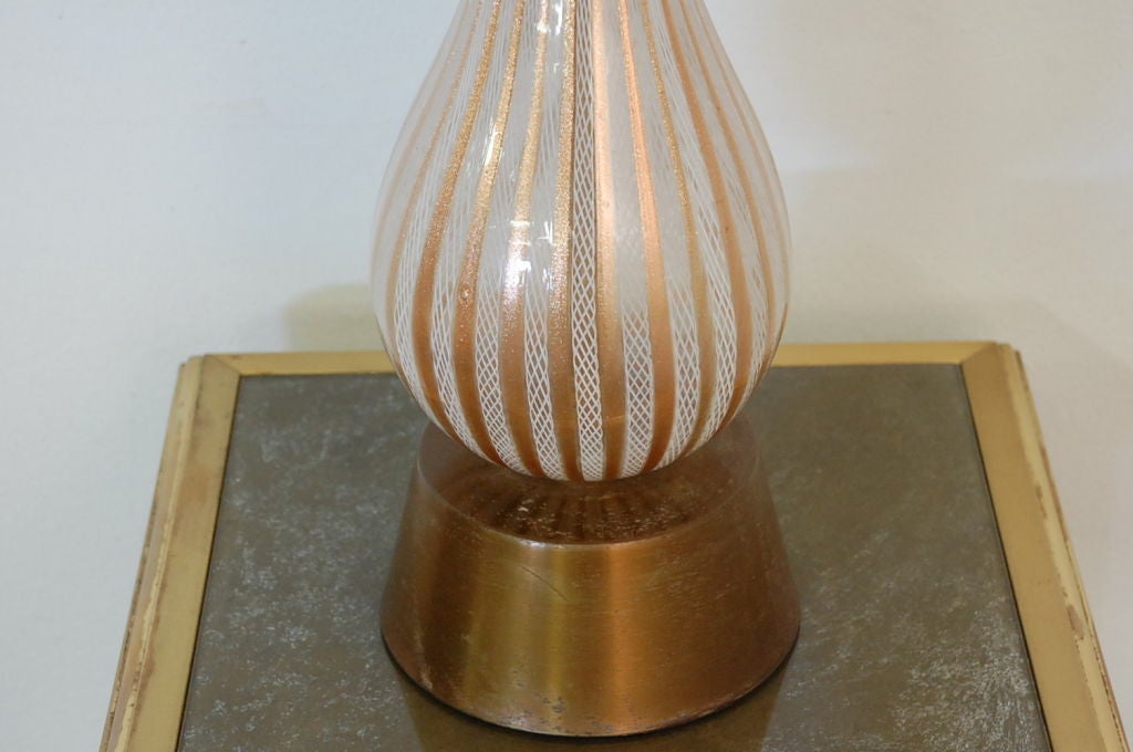 Patinated Tall Murano Glass Table Lamp by Dino Martens for Aureliano Toso For Sale