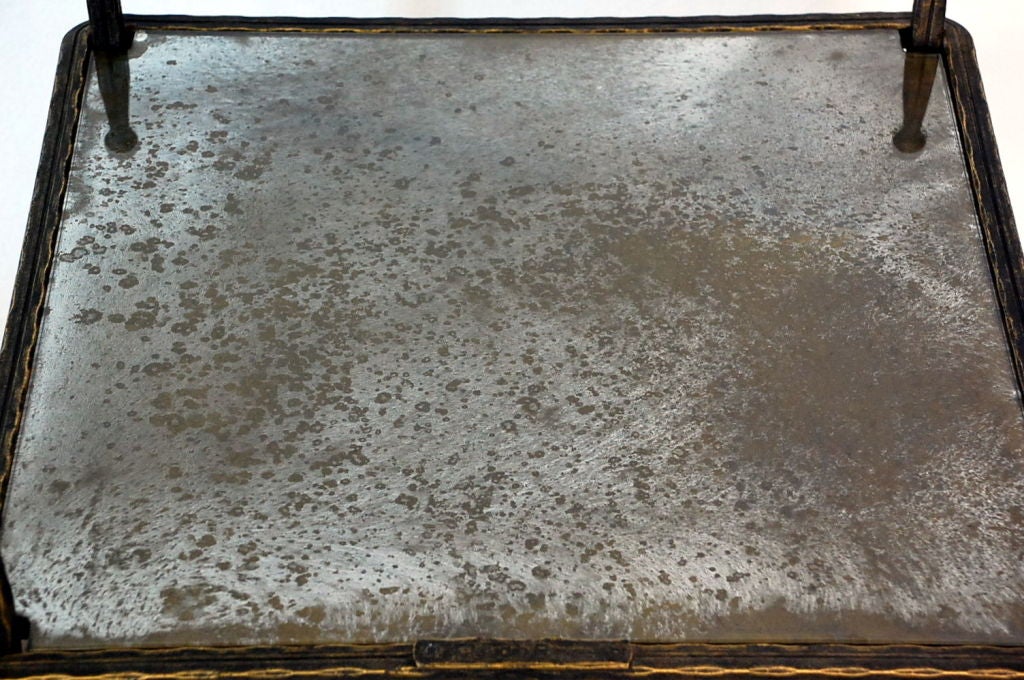 Chic pair of bronze mirrored side tables by Claudio Rayes 3