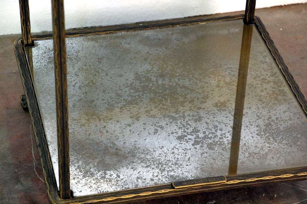 Chic pair of bronze mirrored side tables by Claudio Rayes In Excellent Condition In Los Angeles, CA