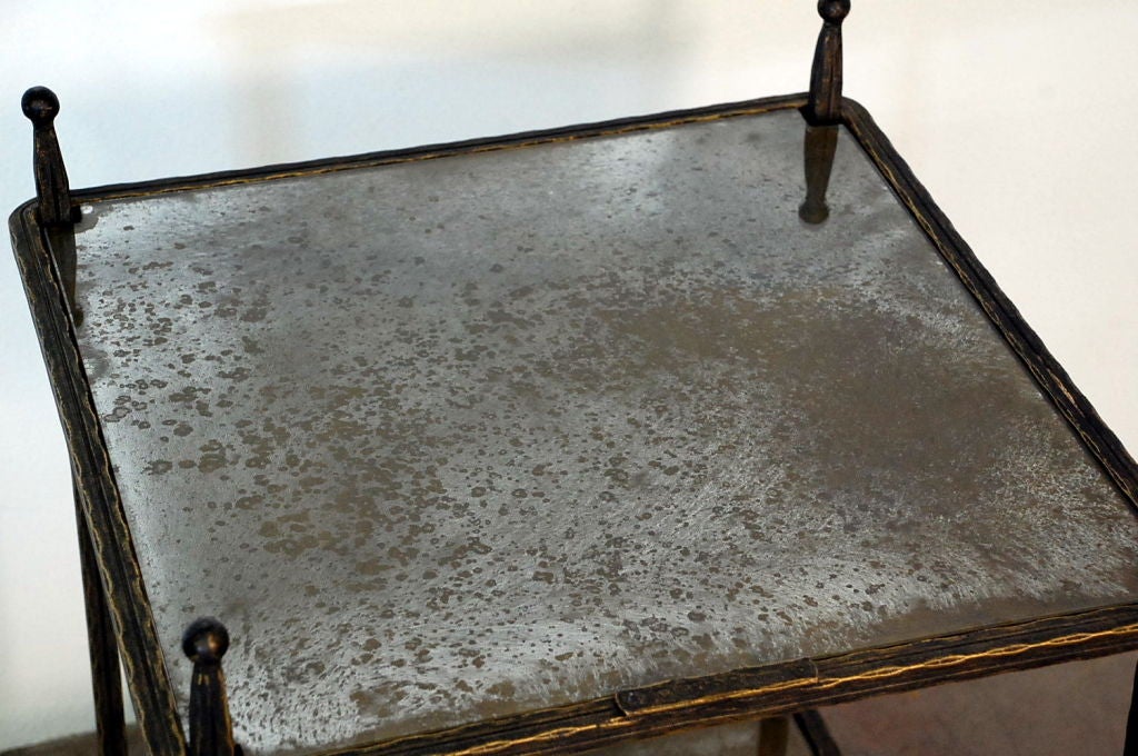 20th Century Chic pair of bronze mirrored side tables by Claudio Rayes