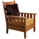 Fauteuil original Gustav Stickley #324 avec coussin en vison
