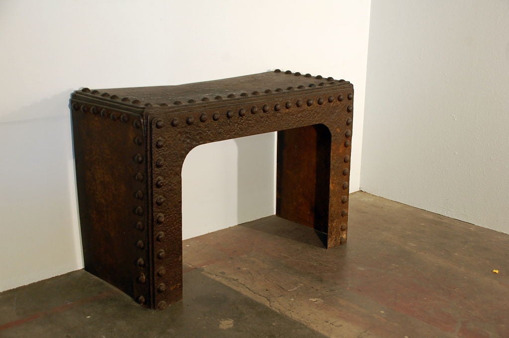 Patinated Massive Riveted French Industrial Console