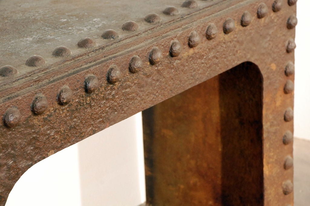 Massive Riveted French Industrial Console 1