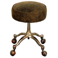 Adjustable industrial leather stool