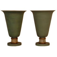 Pair of urn Art Deco lamps by Genet & Michon