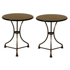 Pair of French industrial cafe tables Pair of French industrial cafe tables