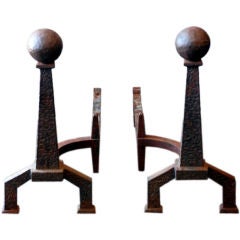 Pair of architectural andirons by Bradley & Hubbard