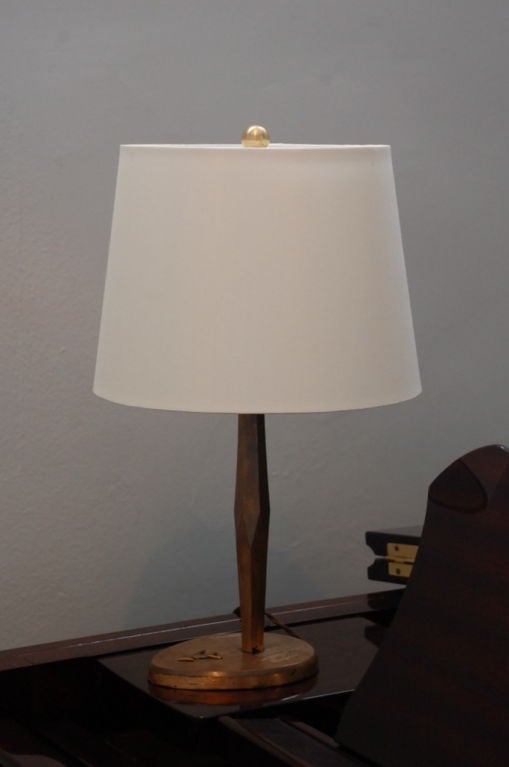 Small polished bronze table, desk or piano lamp