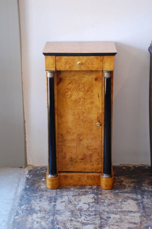 Pair of tall Biedermeier style birchwood night stands