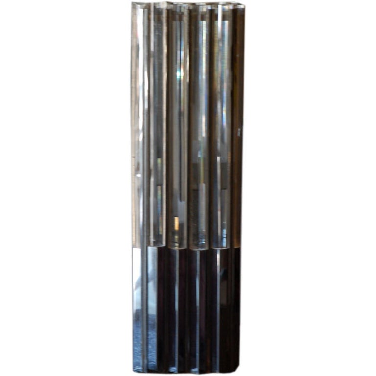 Unusual Lucite and Chrome 1970s Column Lamp